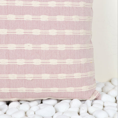 Hand Loom Woven Texture Boho Ivory and Salmon Cushion Cover