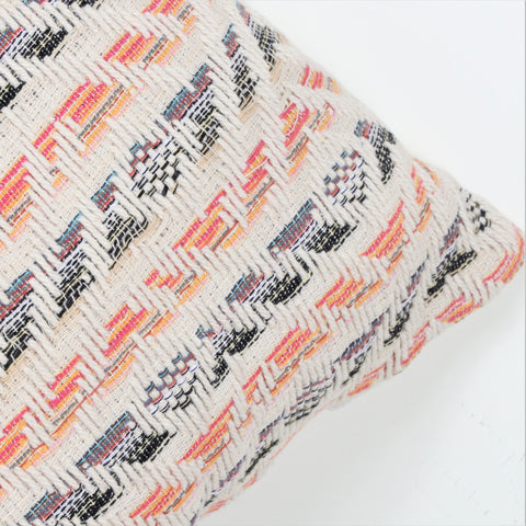 Hand Loom Woven Texture Boho Ivory and Red Cushion Cover