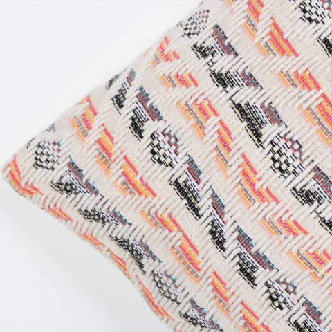 Set Of 3 Hand Loom Woven Texture Boho Ivory Red Cushion Cover