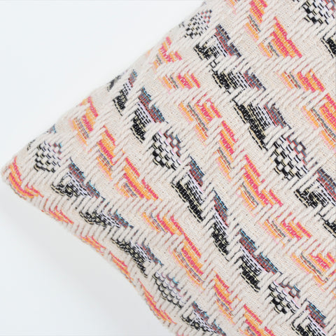 Hand Loom Woven Texture Boho Ivory and Red Cushion Cover