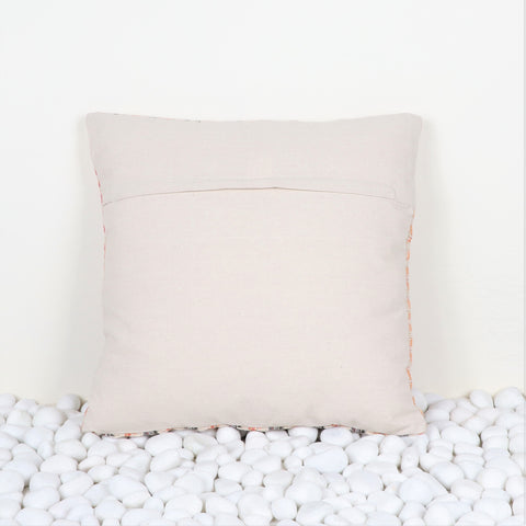Hand Loom Woven Texture Boho Ivory and Red Cushion Cover