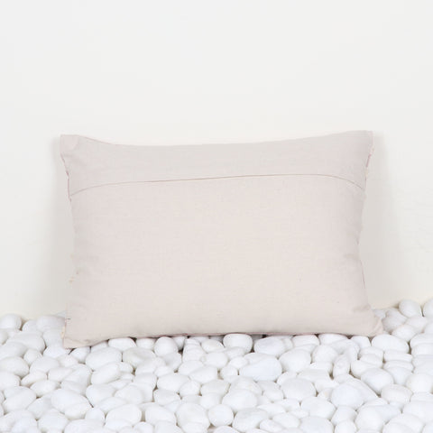 Hand Tufted Texture Boho Pink and Ivory Stripe Fringe Cushion Cover