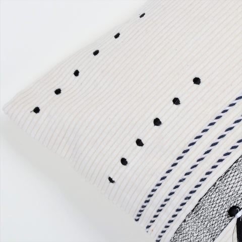 Set Of 2 Hand Tufted Texture Boho Ivory Pink Tassel Cushion Cover