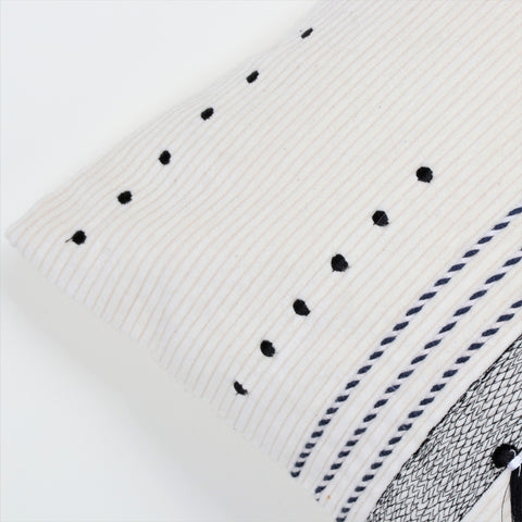 Hand Tufted Texture Boho Ivory and Pink Tassel Cushion Cover