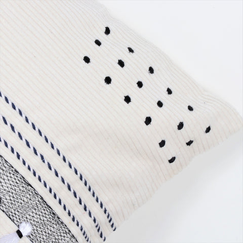 Set Of 2 Hand Tufted Texture Boho Ivory Pink Tassel Cushion Cover