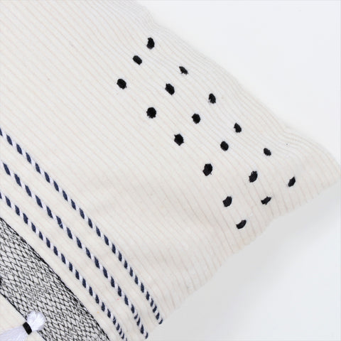 Hand Tufted Texture Boho Ivory and Pink Tassel Cushion Cover