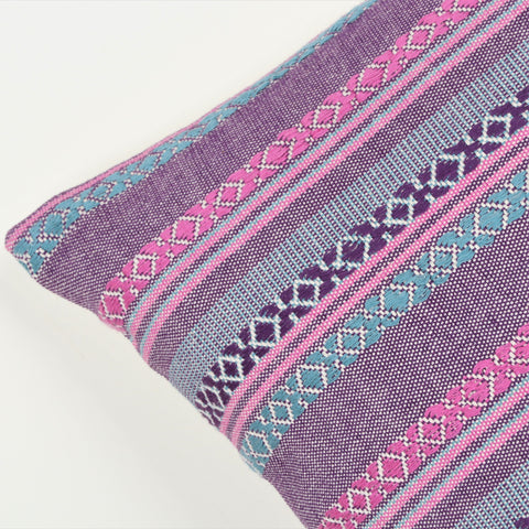 Set Of 2 Hand Loom Woven Texture Boho Ivory Pink Cushion Cover