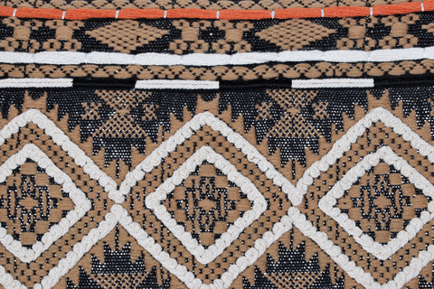 Hand Loom Woven Texture Boho Ivory and Black Cushion Cover