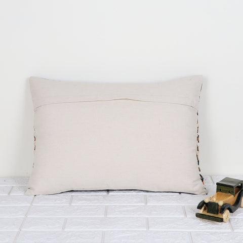 Hand Loom Woven Texture Boho Ivory and Black Cushion Cover