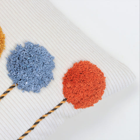 Hand Tufted Texture Boho Mustard Yellow and Ivory Tassel Cushion Cover