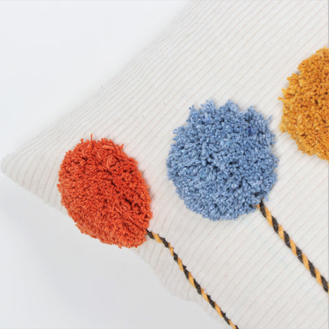 Hand Tufted Texture Boho Mustard Yellow and Ivory Tassel Cushion Cover