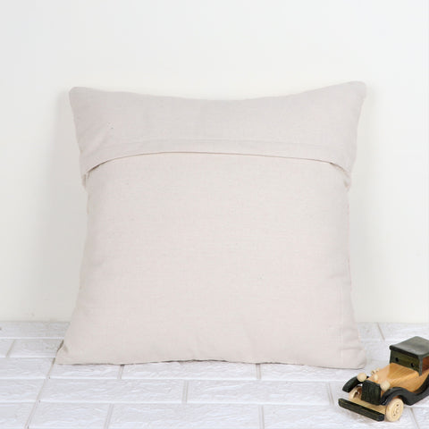Hand Tufted Texture Boho Blue and Ivory Tassel Cushion Cover