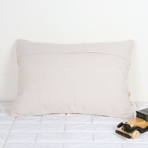 Hand Tufted Texture Boho Orange and Ivory Tassel Cushion Cover