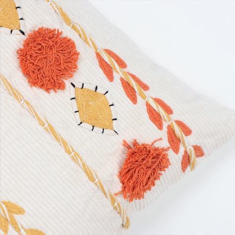 Hand Tufted Texture Boho Yellow and Orange Tassel Cushion Cover