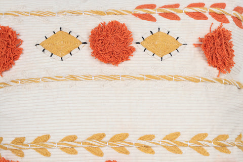 Hand Tufted Texture Boho Yellow and Orange Tassel Cushion Cover