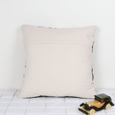 Set Of 2 Hand Tufted Texture Boho Black Ivory Pom - Pom Cushion Cover