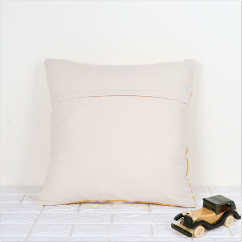 Hand Tufted Texture Boho Yellow and Ivory Pom - Pom Cushion Cover