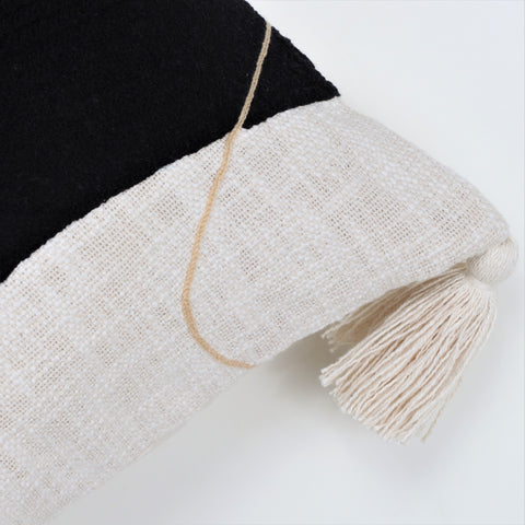 Set Of 2 Hand Tufted Crewel Texture Boho Black Ivory Cushion Cover