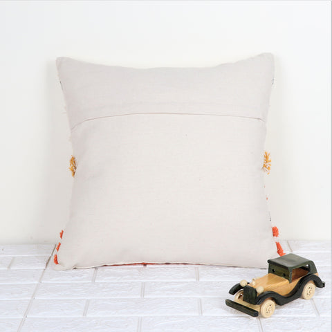 Set Of 3 Hand Tufted Texture Boho Yellow Orange Tassels Cushion Cover