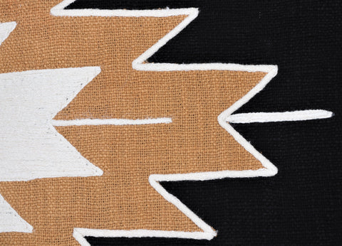 Hand Tufted Texture Boho Black and Mustard Yellow Patch Work Cushion Cover