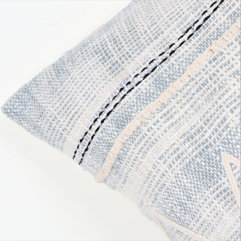 Set Of 2 Hand Tufted Texture Boho Ivory BlueCushion Cover