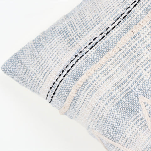 Hand Tufted Texture Boho Ivory and BlueCushion Cover