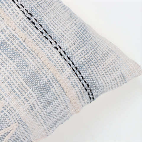 Set Of 2 Hand Tufted Texture Boho Ivory BlueCushion Cover