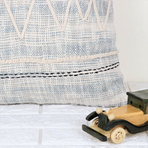 Set Of 2 Hand Tufted Texture Boho Ivory BlueCushion Cover