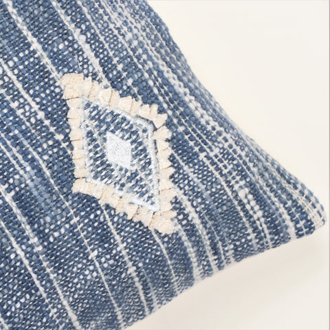Hand Tufted Texture Boho Blue and Ivory Cushion Cover