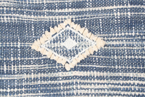 Hand Tufted Texture Boho Blue and Ivory Cushion Cover