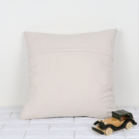 Hand Tufted Texture Boho Blue and Yellow Patch Work Cushion Cover