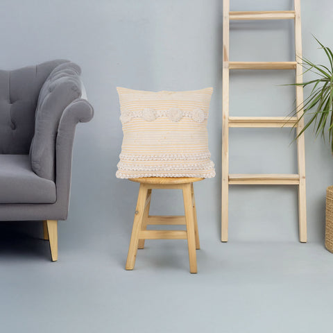 Hand Tufted Texture Boho Yellow and Ivory Cushion Cover