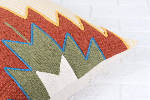 Set Of 3 Hand Tufted Texture Boho Yellow Red Cushion Cover