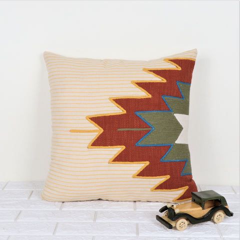 Set Of 3 Hand Tufted Texture Boho Yellow Red Cushion Cover