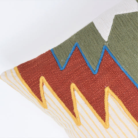 Set Of 2 Hand Tufted Texture Boho Yellow Red Cushion Cover