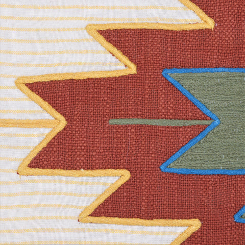 Hand Tufted Texture Boho Yellow and Red Cushion Cover