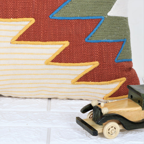 Set Of 2 Hand Tufted Texture Boho Yellow Red Cushion Cover