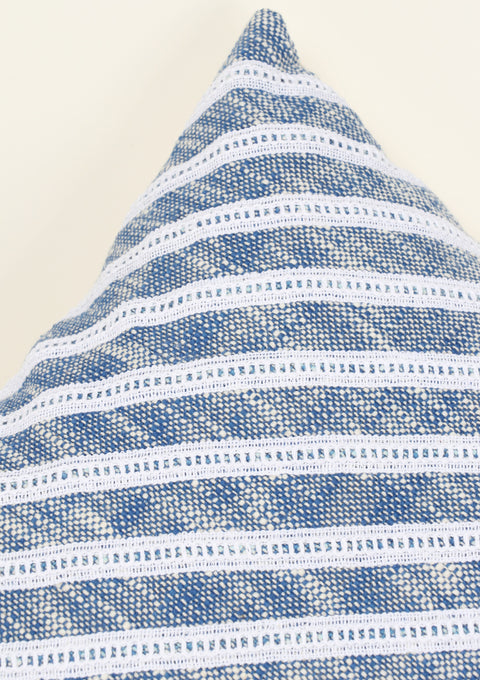 Blue Stripe Hand loom Chembrey Natural TNT Cotton Cushion Cover