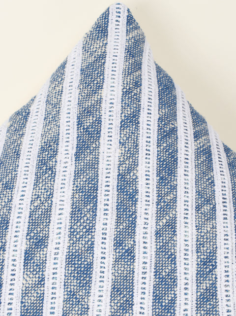 Blue Stripe Hand loom Chembrey Natural TNT Cotton Cushion Cover