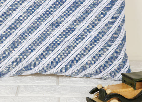 Blue Stripe Hand loom Chembrey Natural TNT Cotton Cushion Cover