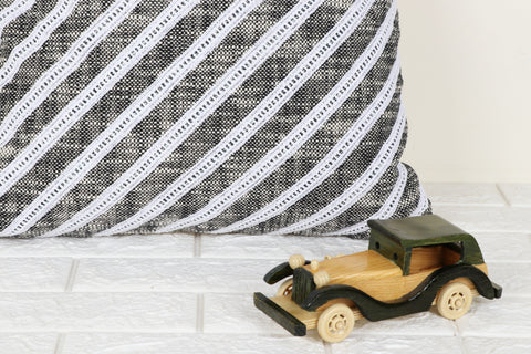 Set Of 3 Black Stripe Hand loom Chembrey Natural TNT Cotton Cushion Cover