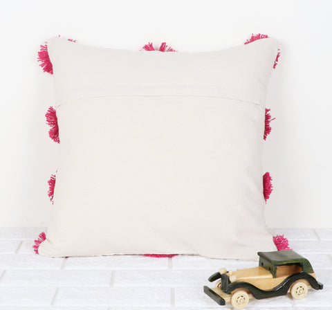 Hand Tufted Texture Boho Ivory and Pink Cushion Cover