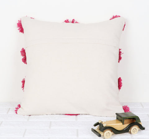 Set Of 2 Hand Tufted Texture Boho Ivory Pink Cushion Cover