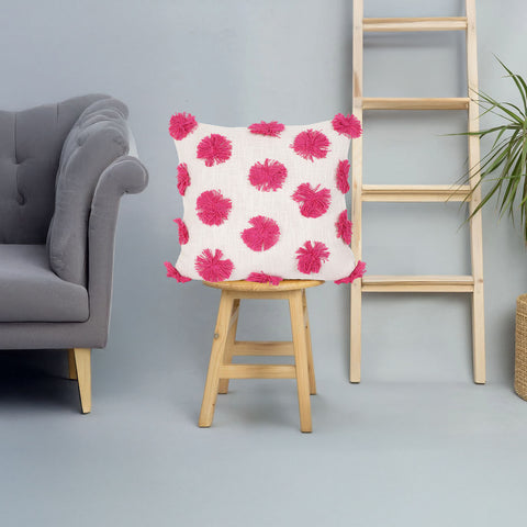 Hand Tufted Texture Boho Ivory and Pink Cushion Cover