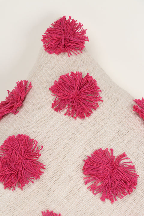 Set Of 3 Hand Tufted Texture Boho Ivory Pink Cushion Cover