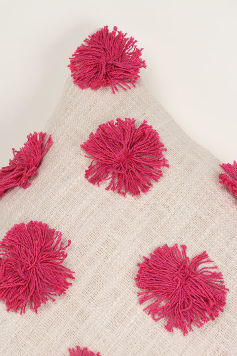 Hand Tufted Texture Boho Ivory and Pink Cushion Cover