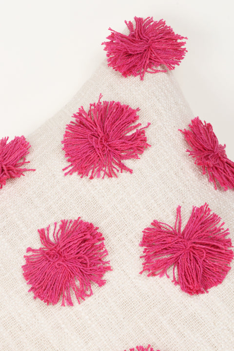 Set Of 2 Hand Tufted Texture Boho Ivory Pink Cushion Cover