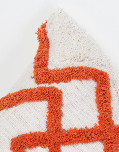 Set Of 2 Hand Tufted Texture Boho Ivory Orange Cushion Cover