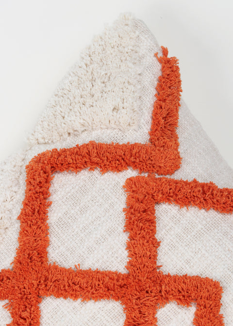 Set Of 2 Hand Tufted Texture Boho Ivory Orange Cushion Cover