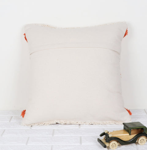 Set Of 2 Hand Tufted Texture Boho Ivory Orange Cushion Cover
